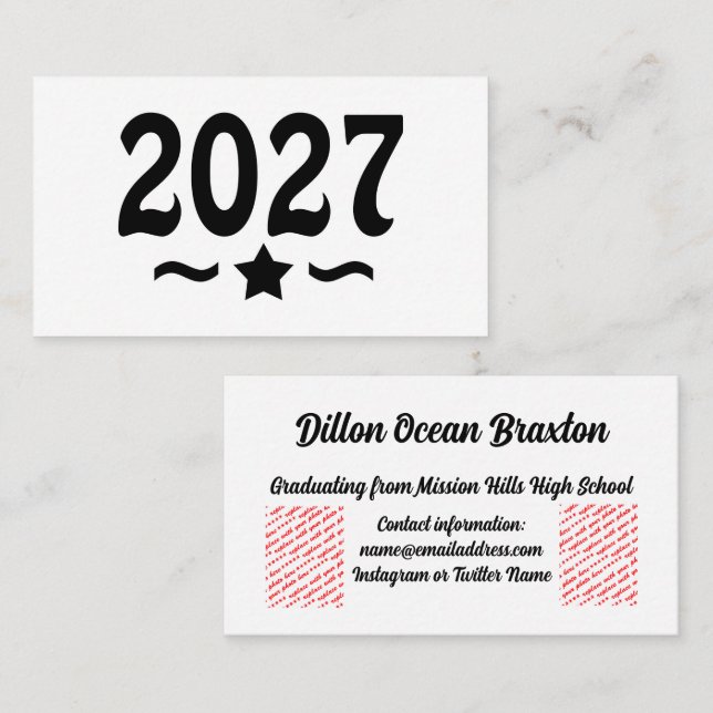 Star Class of 2027 Graduation Business Card (Front/Back)