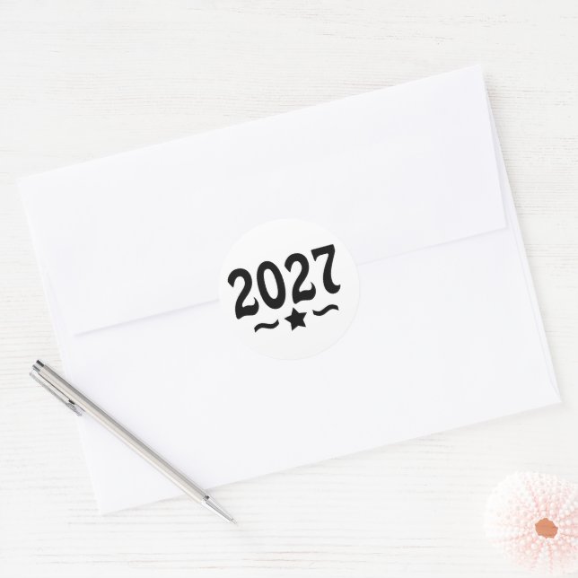 Star Class of 2027 Graduation Classic Round Sticker (Envelope)