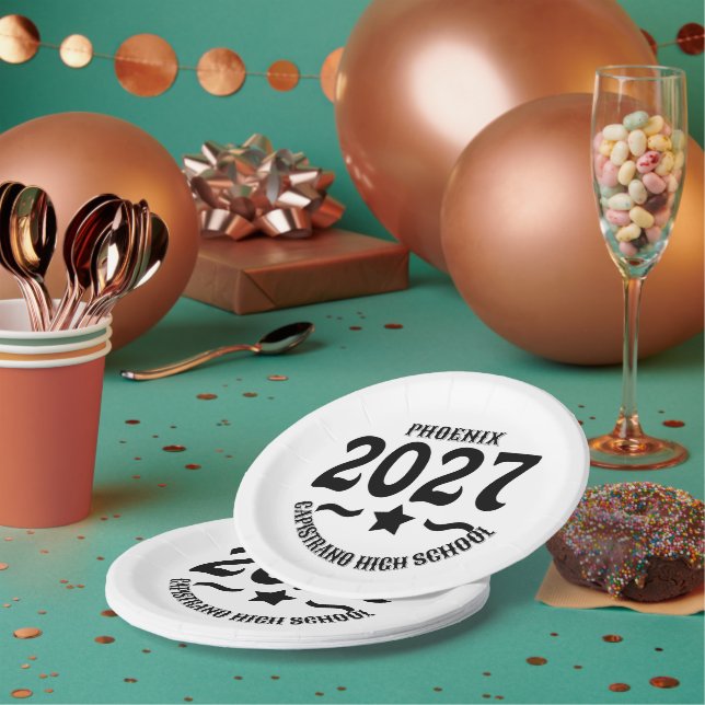 Star Class of 2027 Graduation Paper Plate (Multi)