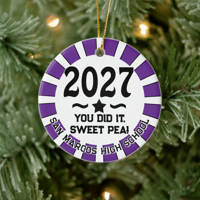 Star Class of 2027 Photo Graduation Ceramic Ornament (Tree)