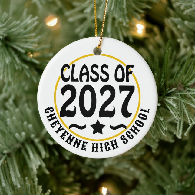 Star Class of 2027 Photo Graduation Ceramic Ornament (Tree)