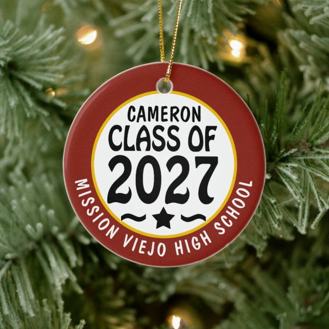 Star Class of 2027 Photo Graduation Ceramic Ornament (Tree)