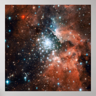 Star cluster bursts into life in new Hubble image Poster