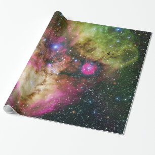 Star Cluster Nebula Green Space Astronomy Wrapping Paper