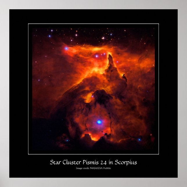 Star Cluster Pismis 24, core of NGC 6357 Poster (Front)