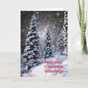Star Cluster Snowy Trees Christmas Card