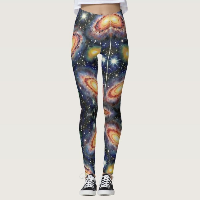 Star Clusters Dark Space Dust Galaxy Leggings (Front)