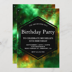 Star Clusters Space Galaxy Birthday Party Invitation