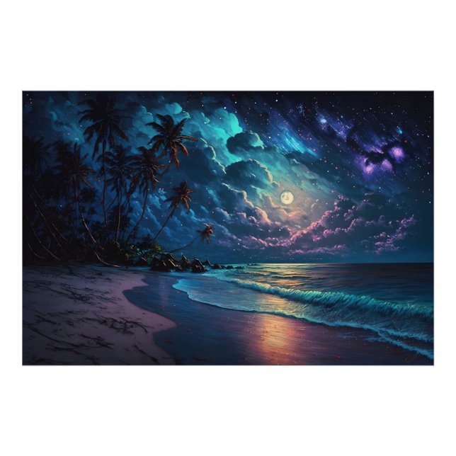 Star Coast, Maldives, Night Beach Photo Print (Front)