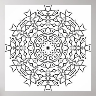 Star Core Mandala with Angular Tribal Geometry Poster