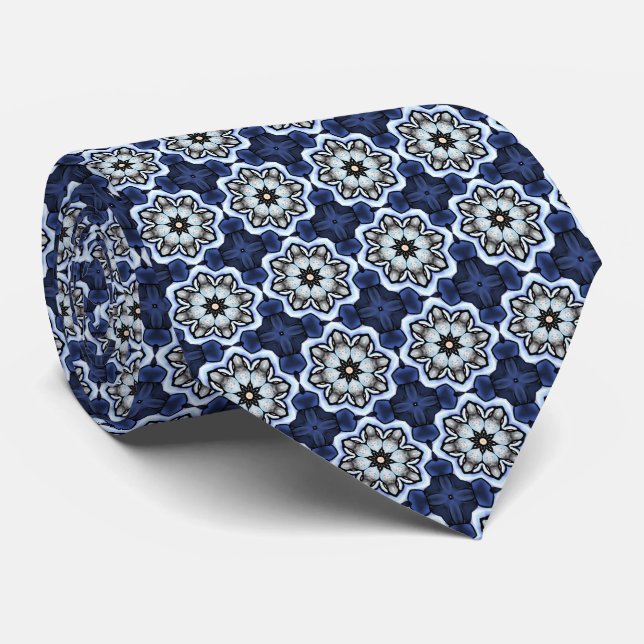 Star Cross Blue Neck Tie (Rolled)