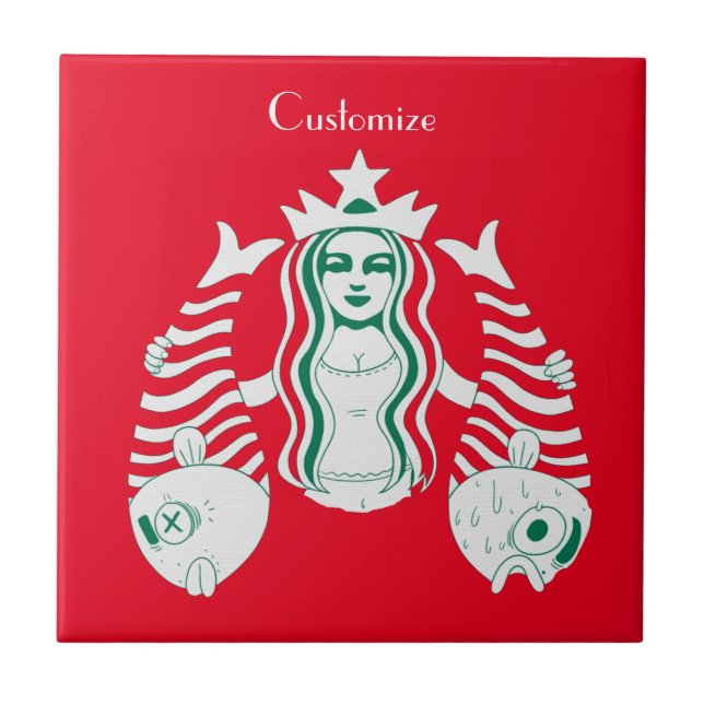 Star-Crown Queen Mermaid Thunder_Cove Ceramic Tile (Front)