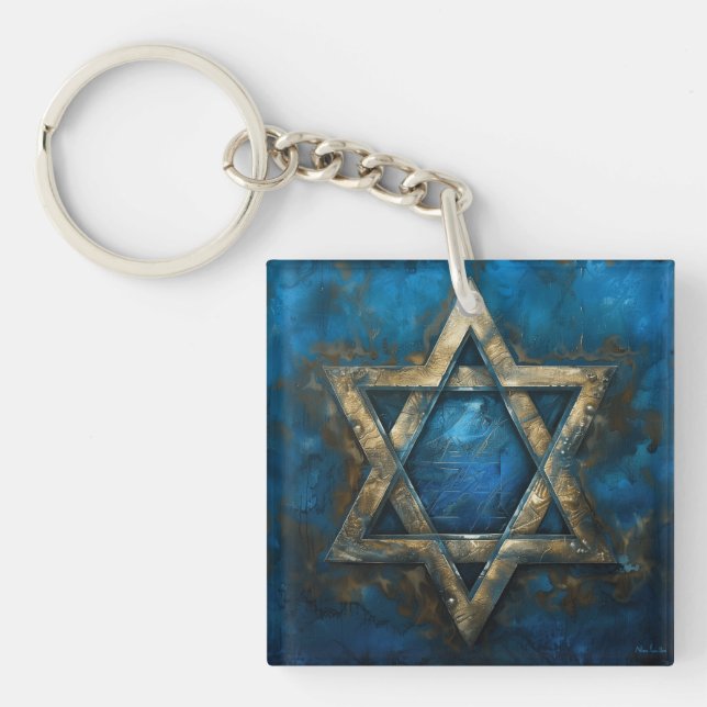 Star David Digital Art Key Ring (Front)