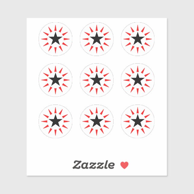 Star Design Pinball Machine Round Target Stickers (Sheet)