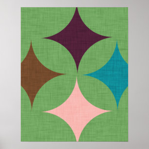 Star Diamond Mid Century Pattern Poster