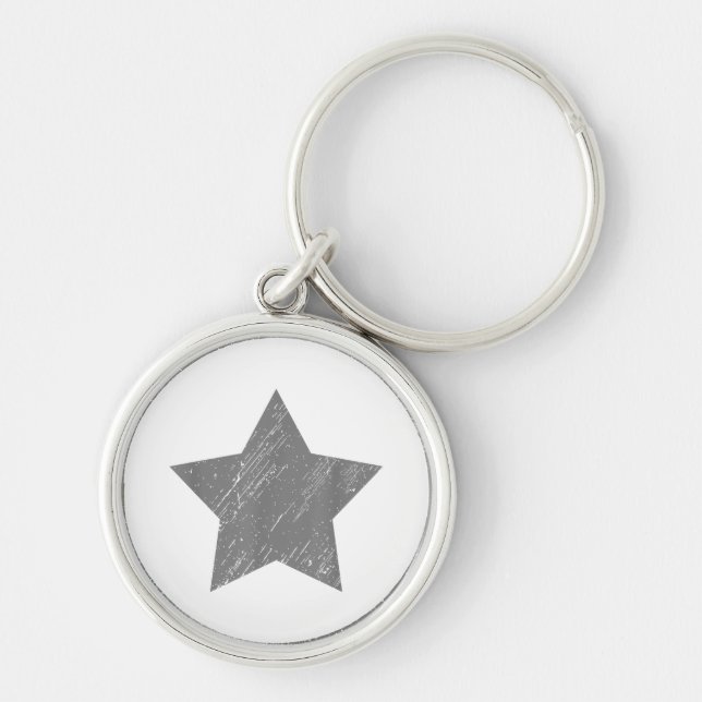 Star Distressed Grey Vintage Star Key Ring (Front)