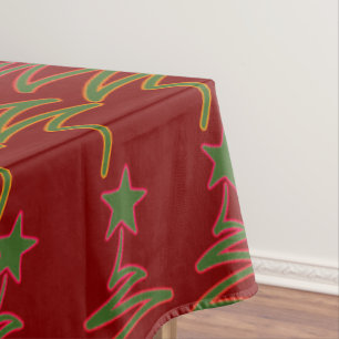 Star Dk Red Holiday Tablecloth