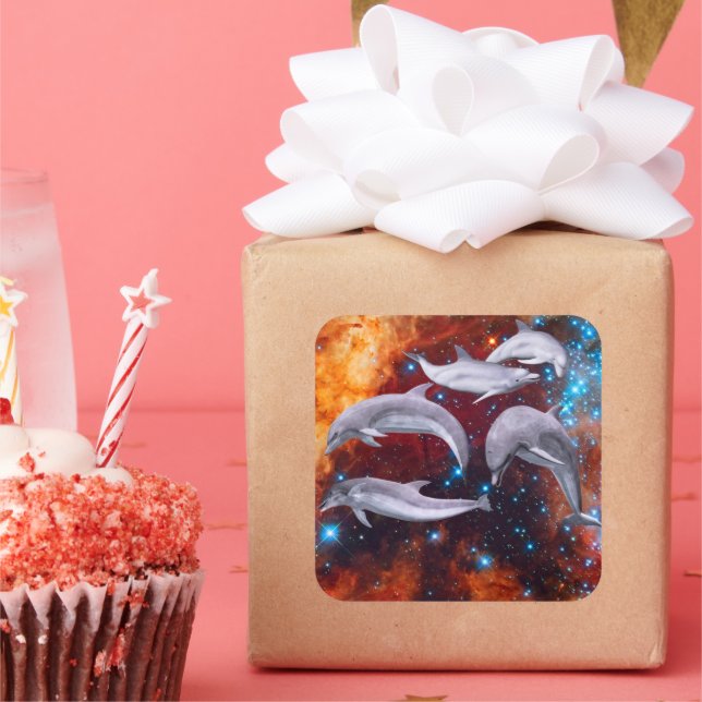 Star Dolphins  Square Sticker (Party)