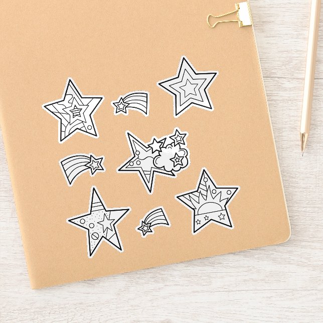 Star Doodles Custom-Cut Vinyl Colouring Stickers (Notebook)