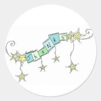 Star Doodles, Thanks Classic Round Sticker