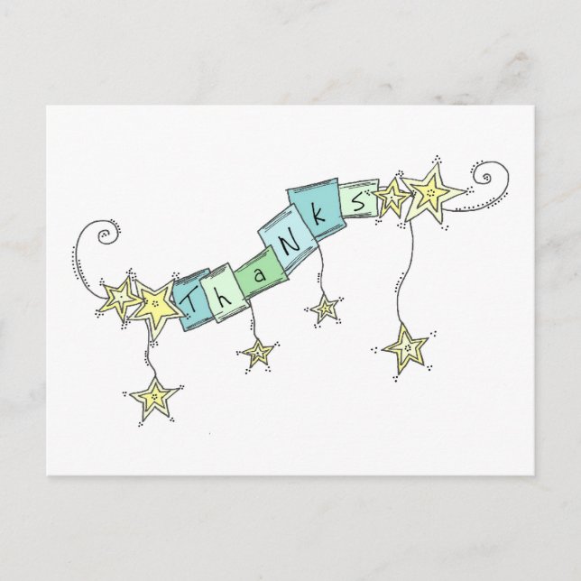 Star Doodles, Thanks Postcard (Front)