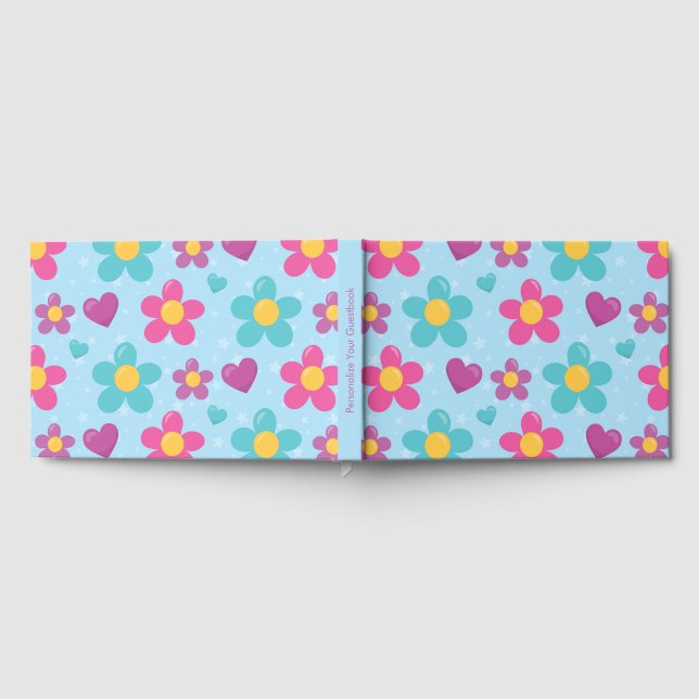 Star-Dusted Blooms Napkin Guest Book (Full)
