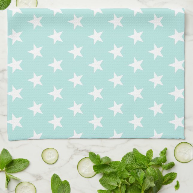 Star Editable Background Colour Kitchen Towels (Folded)