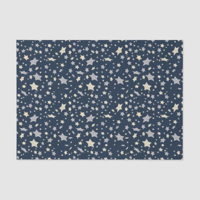 Star Elegant Modern Blue  Tissue Paper (Front)