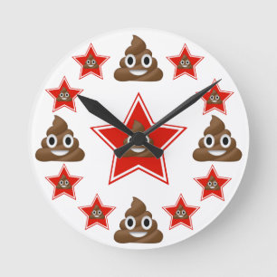 Star Emoji Poo Round Clock