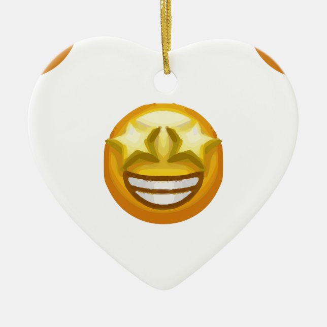 star eyes emoji ceramic tree decoration (Front)