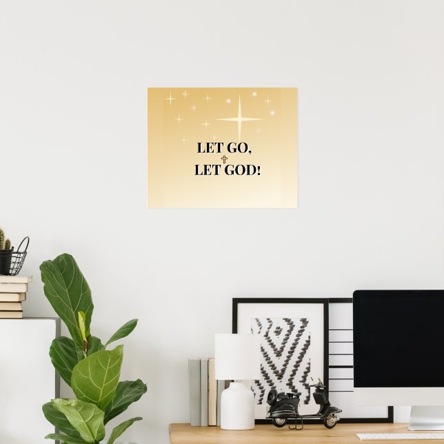 Star-Filled Let Go Let God Cross Light Poster (Home Office)