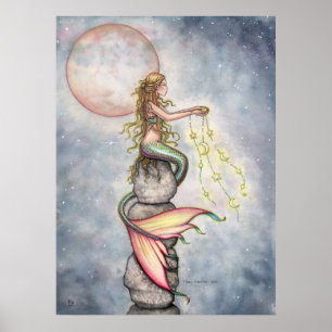 Star Filled Sky Mermaid Poster by Molly Harrison