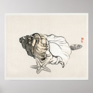 Star fish and Conchby Kōno Bairei (1844-1895) Poster