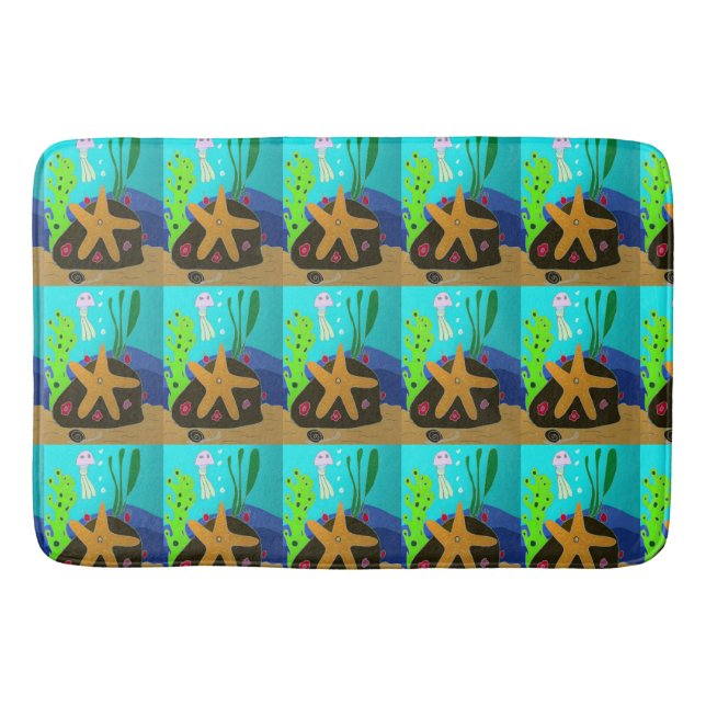 Star Fish and Jelly Fish Bathroom Mat (Front)