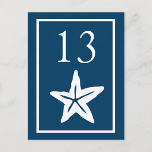 Star Fish Table Numbers (Navy Blue / White) Postcard