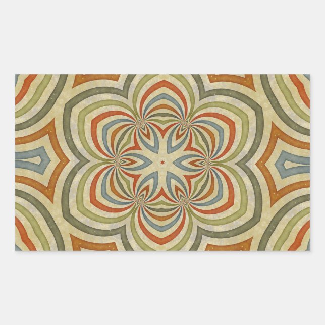 Star Flower Kaleidoscope Mandala Rectangular Sticker (Front)