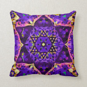 Star Flower Mandala in Purple by Amelia Carrie Cushion