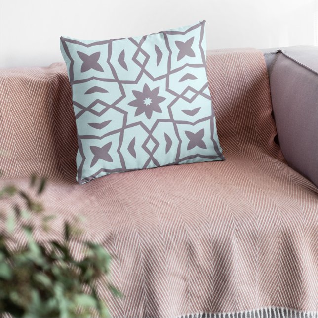 Star Flower Pattern in Pale Blue and Gray Cushion (Creator Uploaded)