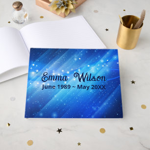 Star Galaxy On Blue Memorial  Guest Book