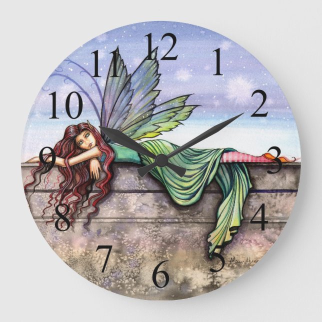 Star Gazer Fairy Fantasy Art Wall Clock (Front)