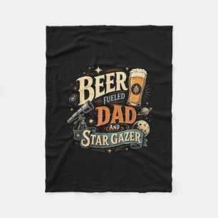 Star gazing beer dad father's day retro 70s fleece blanket