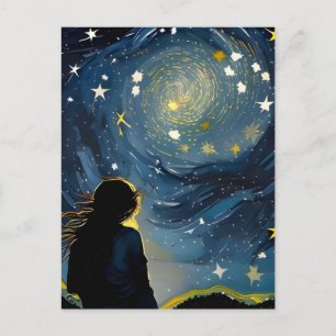 Star Gazing Woman Postcard
