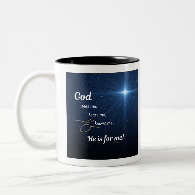 Star - God Sees Me Two-Tone Coffee Mug (Left)