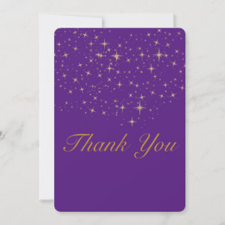 Star gold Flat Thank You Card |Zazzle royal purple