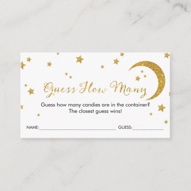 Star Gold Glitter Guess How Many Card (Front)