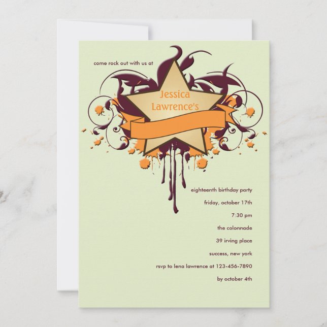 Star Grunge Invitation (Front)