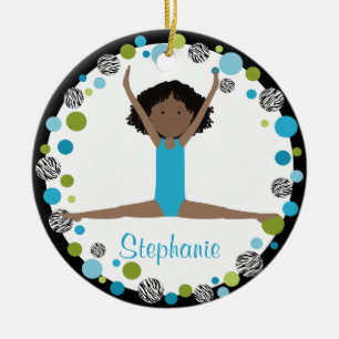 Star Gymnast in Aqua and Green Personalised Ceramic Ornament