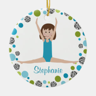 Star Gymnast in Aqua and Green Personalised Ceramic Ornament
