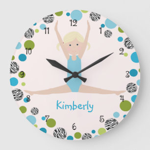 Star Gymnast in Aqua and Green Wall Clock