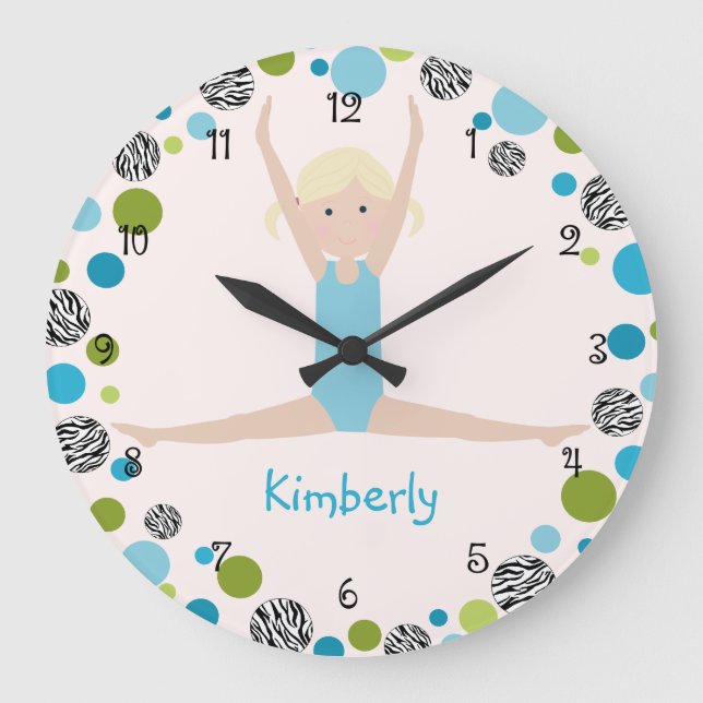 Star Gymnast in Aqua and Green Wall Clock (Front)